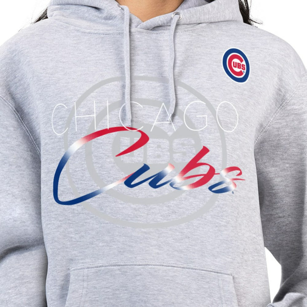 Chicago Cubs G-III 4Her by Carl Banks Women's Shadow Logo Graphic Pullover Hoodie - Heather Gray - MLB Discount
