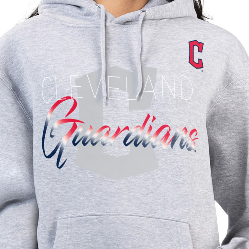 Cleveland Guardians G-III 4Her by Carl Banks Women's Shadow Logo Graphic Pullover Hoodie - Heather Gray - MLB on Sale