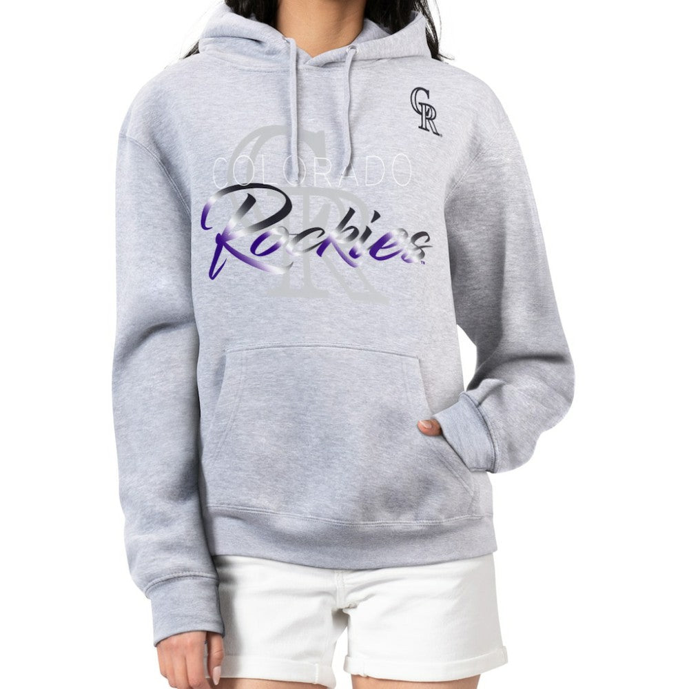 Colorado Rockies G-III 4Her by Carl Banks Women's Shadow Logo Graphic Pullover Hoodie - Heather Gray - MLB on Sale