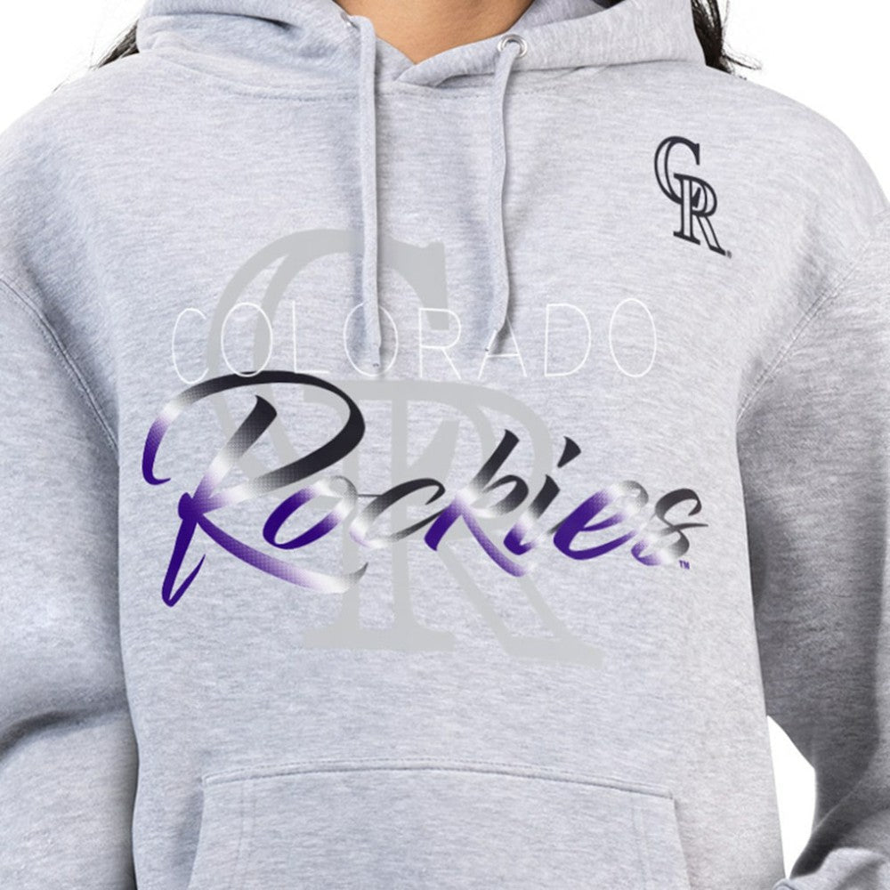 Colorado Rockies G-III 4Her by Carl Banks Women's Shadow Logo Graphic Pullover Hoodie - Heather Gray - MLB on Sale
