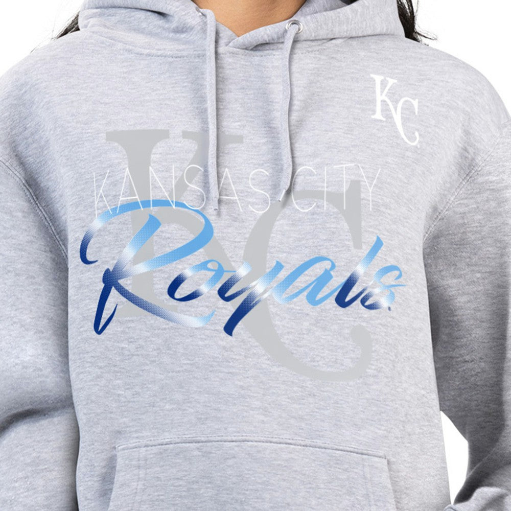 Kansas City Royals G-III 4Her by Carl Banks Women's Shadow Logo Graphic Pullover Hoodie - Heather Gray - MLB Discount