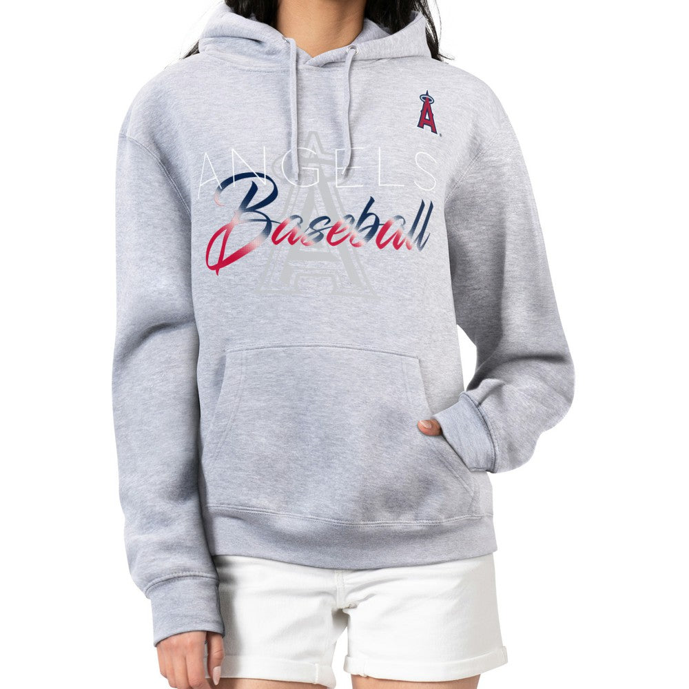 Los Angeles Angels G-III 4Her by Carl Banks Women's Shadow Logo Graphic Pullover Hoodie - Heather Gray - MLB Sale