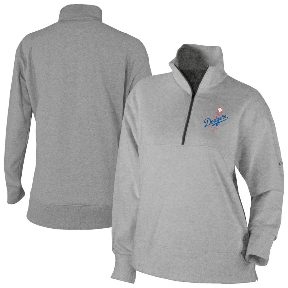 Los Angeles Dodgers Columbia Women's Birchwood Hills Quarter-Zip Pullover - Gray - Columbia Lifestyle