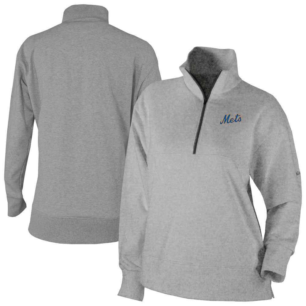New York Mets Columbia Women's Birchwood Hills Quarter-Zip Pullover - Gray - Columbia Sale
