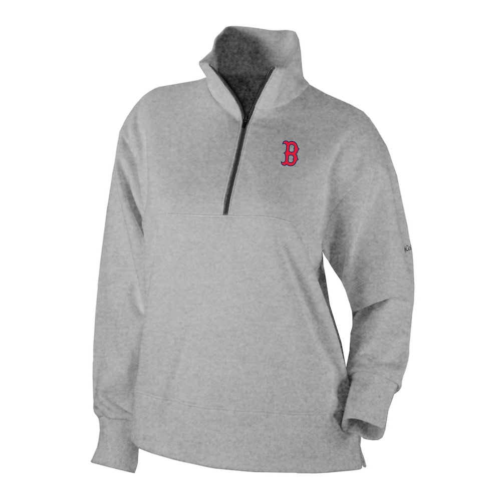 Boston Red Sox Columbia Women's Birchwood Hills Quarter-Zip Pullover - Gray - Columbia Lifestyle