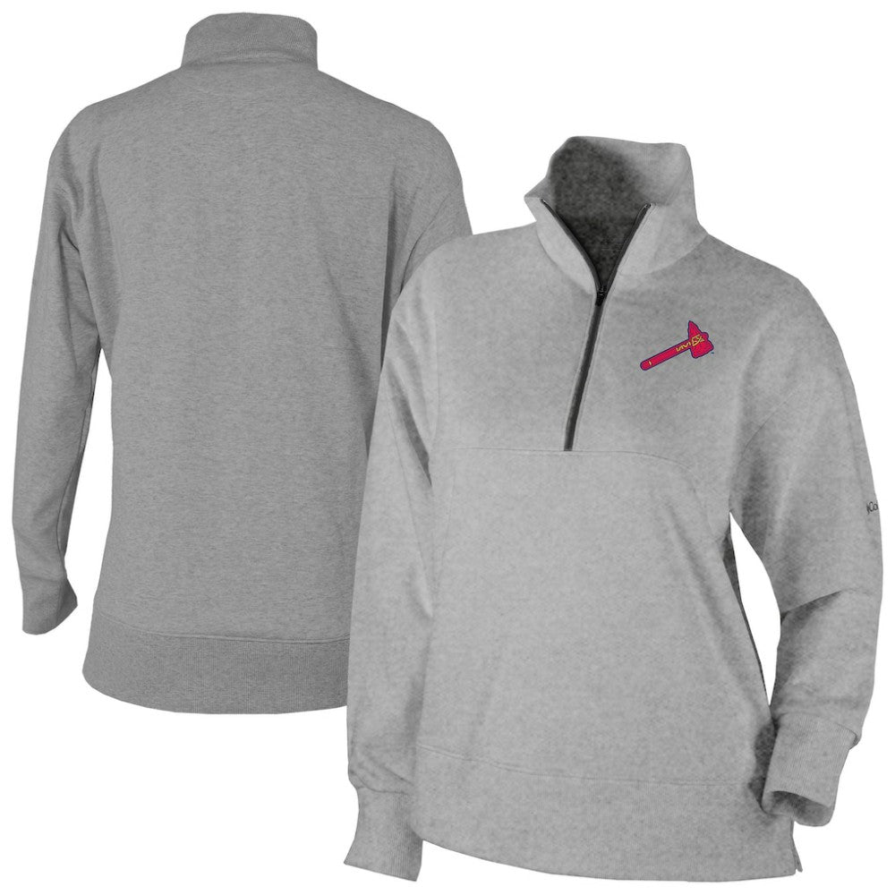 Atlanta Braves Columbia Women's Birchwood Hills Quarter-Zip Pullover - Gray - Columbia Discount