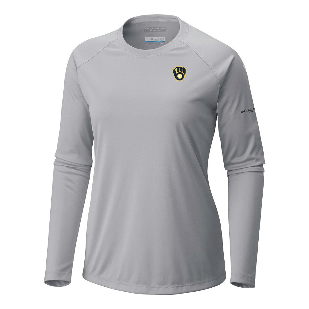 Milwaukee Brewers Columbia Tidal Tee II Long Sleeve T-Shirt - Gray - Columbia on Sale