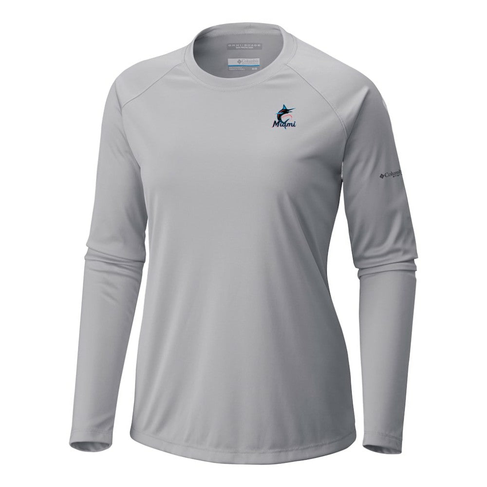 Miami Marlins Columbia Tidal Tee II Long Sleeve T-Shirt - Gray - Columbia Sale
