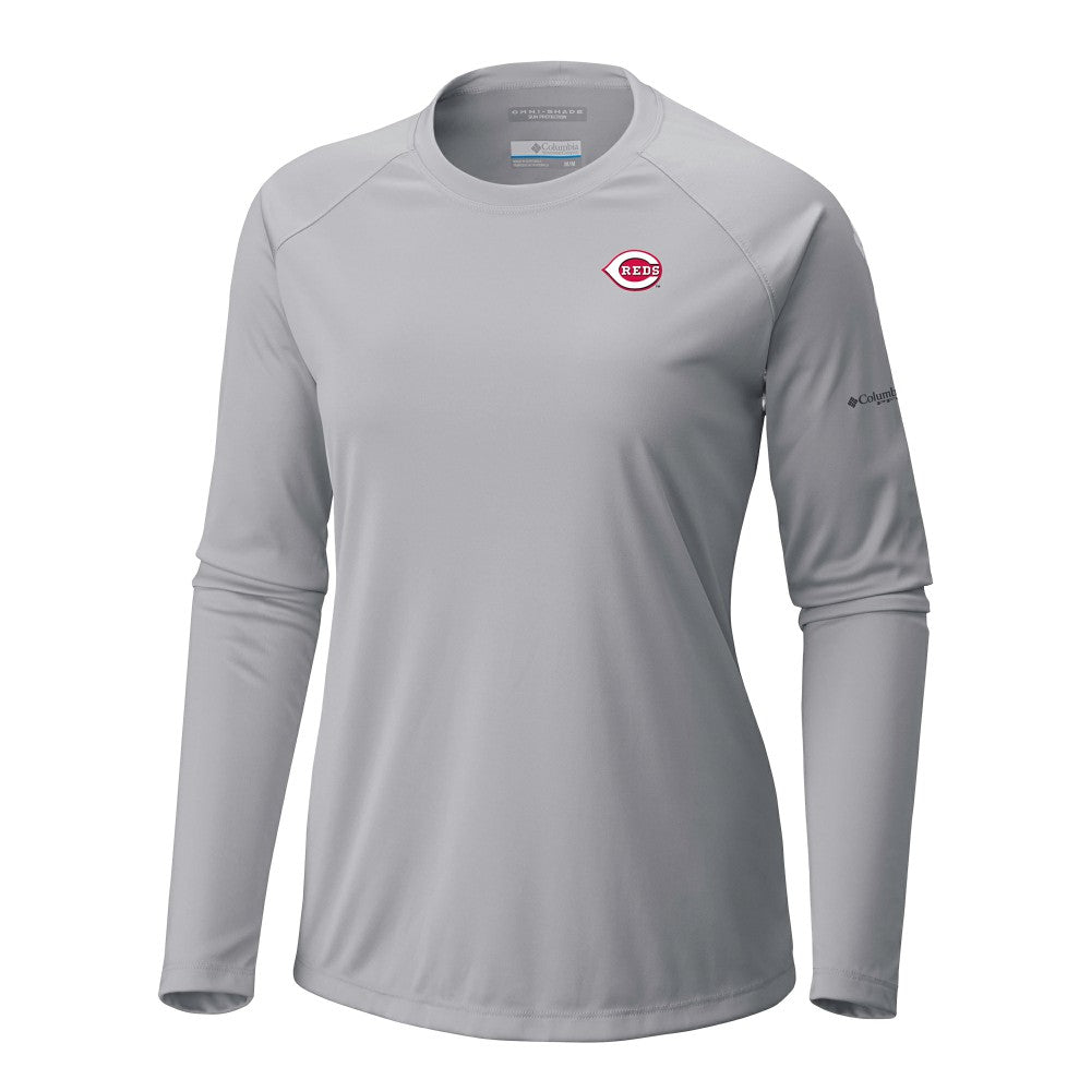 Cincinnati Reds Columbia Tidal Tee II Long Sleeve T-Shirt - Gray - Columbia Lifestyle