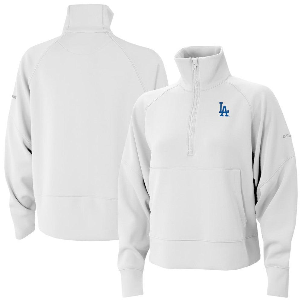 Los Angeles Dodgers Columbia Women's Wickhams Hills Raglan Omni-Wick Quarter-Zip Pullover - White - Columbia Lifestyle