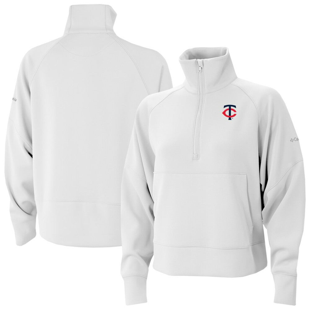 Minnesota Twins Columbia Women's Wickhams Hills Raglan Omni-Wick Quarter-Zip Pullover - White - Columbia Lifestyle