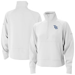 Tampa Bay Rays Columbia Women's Wickhams Hills Raglan Omni-Wick Quarter-Zip Pullover - White - Columbia Discount