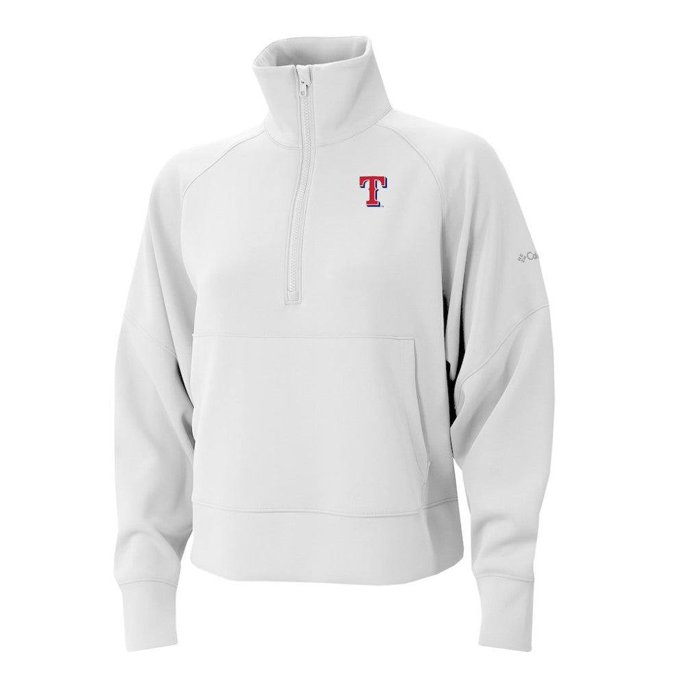 Texas Rangers Columbia Women's Wickhams Hills Raglan Omni-Wick Quarter-Zip Pullover - White - Columbia Lifestyle