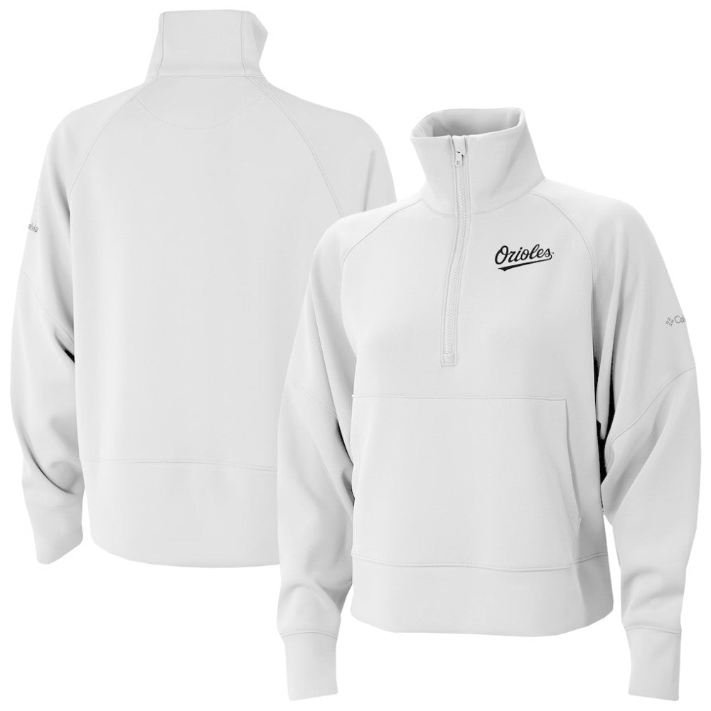 Baltimore Orioles Columbia Women's Wickhams Hills Raglan Omni-Wick Quarter-Zip Pullover - White - Columbia Online