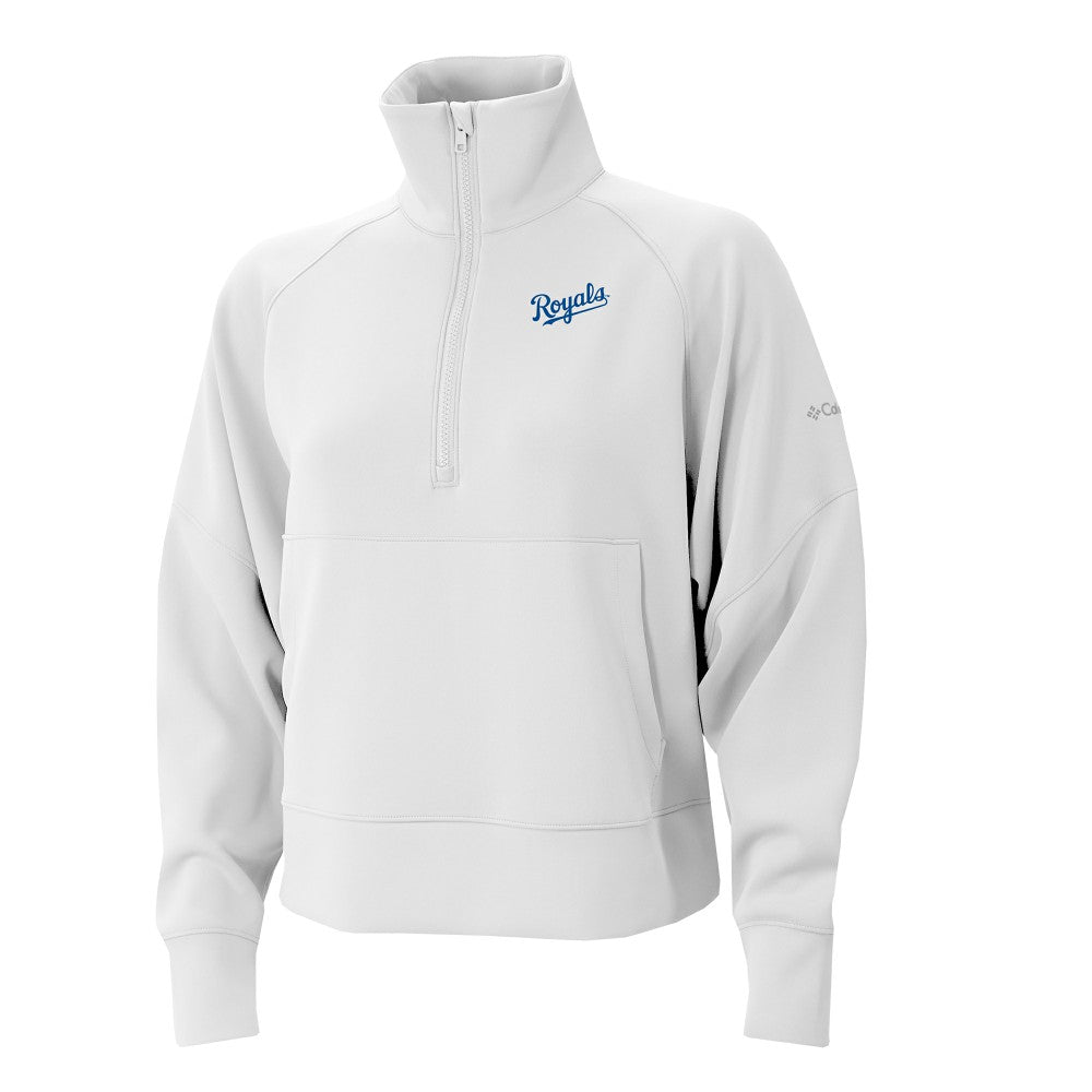 Kansas City Royals Columbia Women's Wickhams Hills Raglan Omni-Wick Quarter-Zip Pullover - White - Columbia Discount