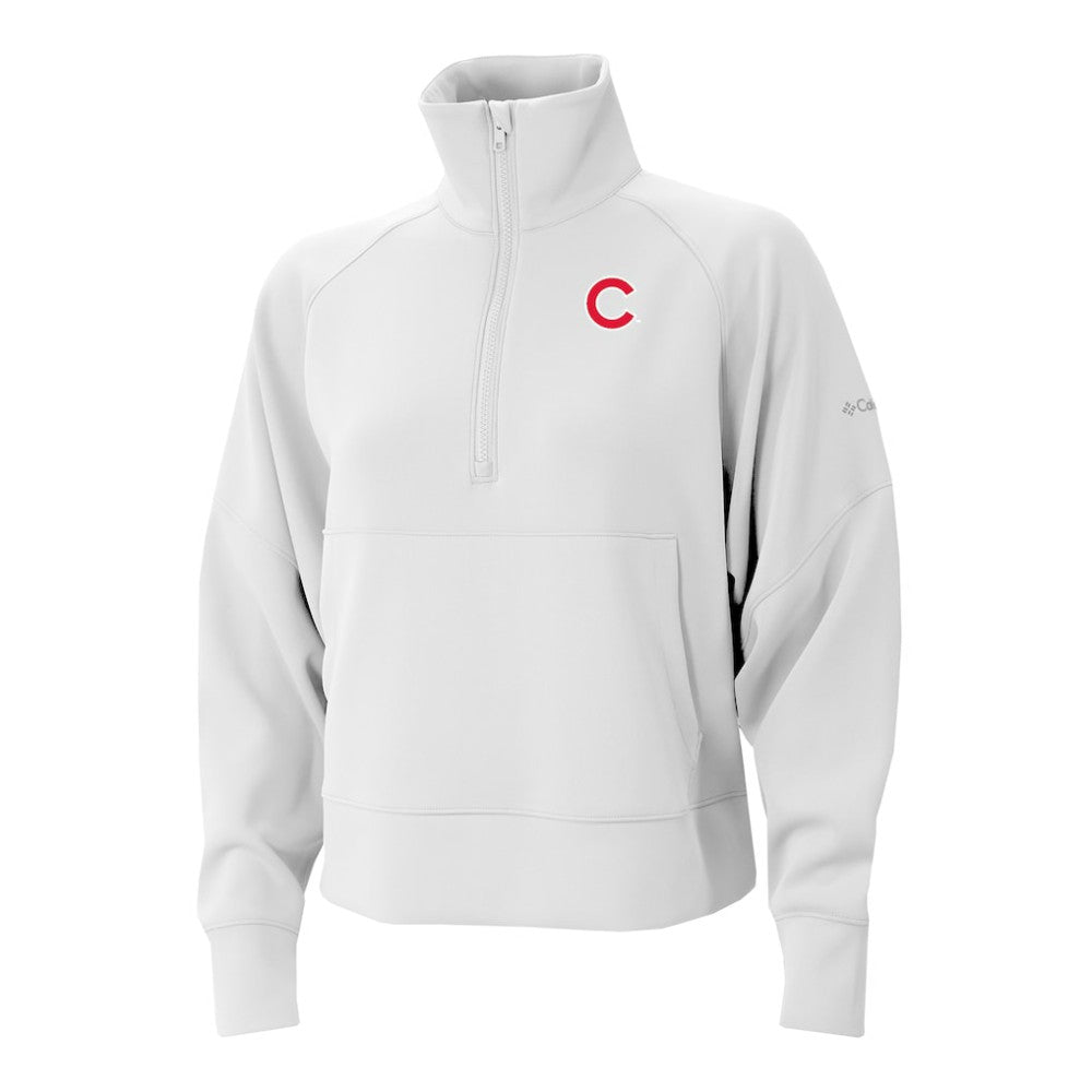 Chicago Cubs Columbia Women's Wickhams Hills Raglan Omni-Wick Quarter-Zip Pullover - White - Columbia Sale