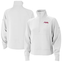 Atlanta Braves Columbia Women's Wickhams Hills Raglan Omni-Wick Quarter-Zip Pullover - White - Columbia Discount