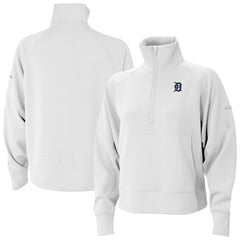 Detroit Tigers Columbia Women's Wickhams Hills Raglan Omni-Wick Quarter-Zip Pullover - White - Columbia Discount