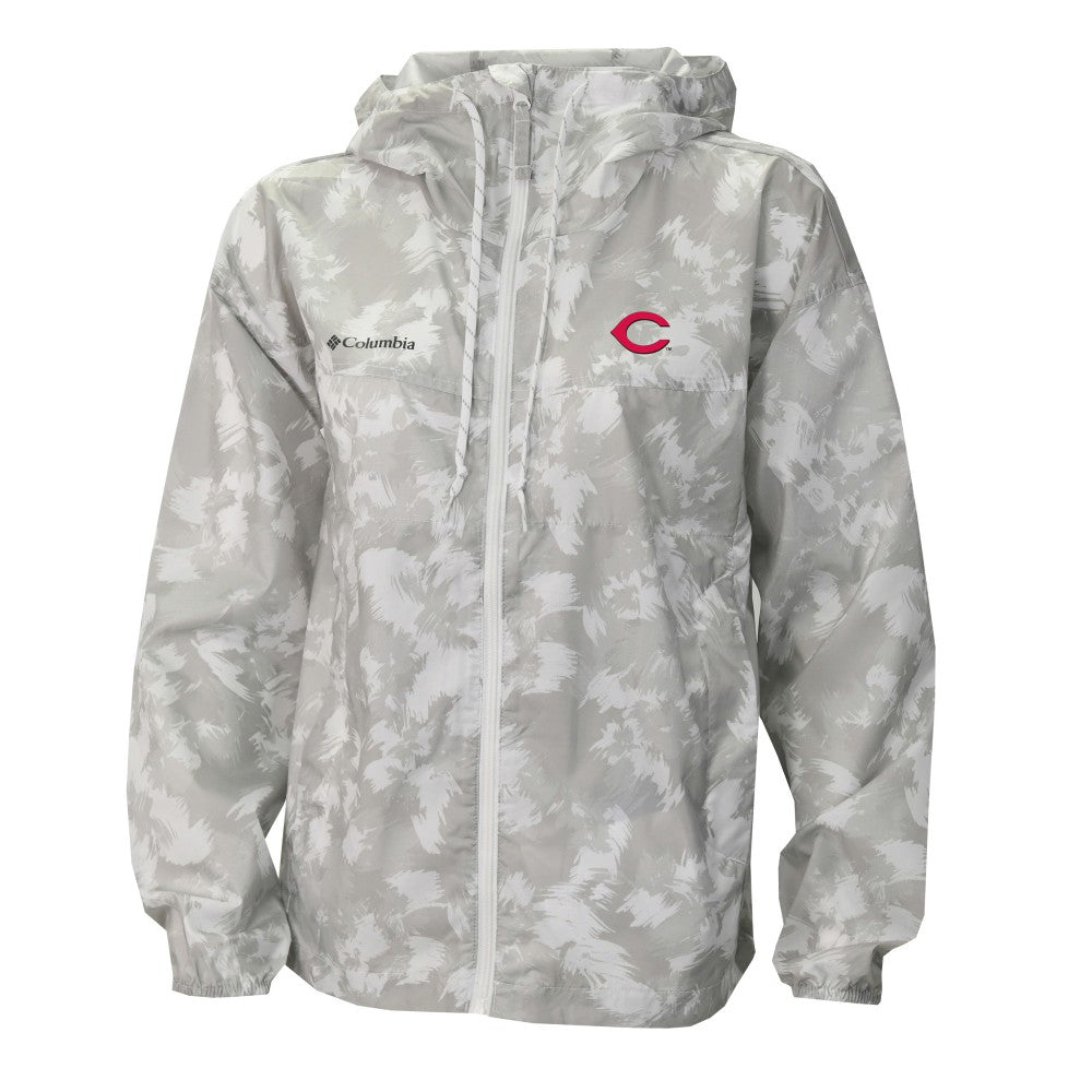 Cincinnati Reds Columbia Women's Flash Challenger Full-Zip Hoodie Windbreaker Jacket - Gray/White - Columbia Discount