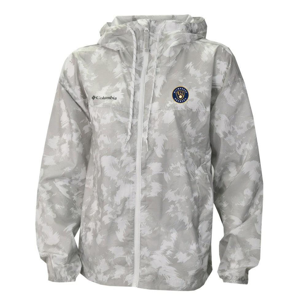 Milwaukee Brewers Columbia Women's Flash Challenger Full-Zip Hoodie Windbreaker Jacket - Gray/White - Columbia Sale