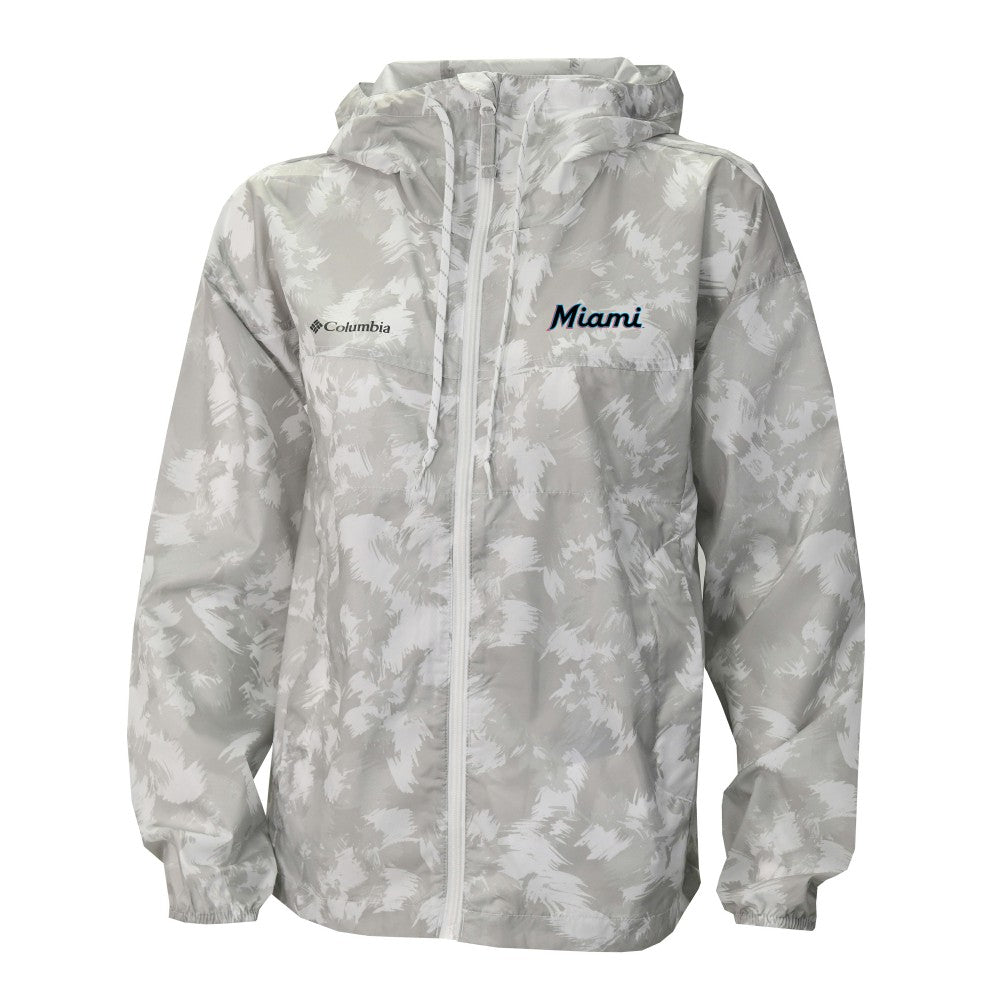Miami Marlins Columbia Women's Flash Challenger Full-Zip Hoodie Windbreaker Jacket - Gray/White - Columbia Online