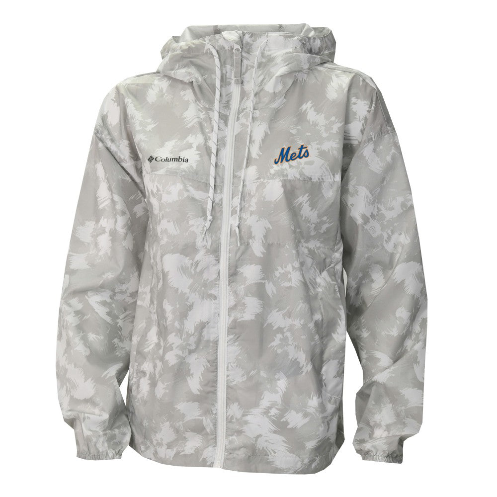 New York Mets Columbia Women's Flash Challenger Full-Zip Hoodie Windbreaker Jacket - Gray/White - Columbia Online