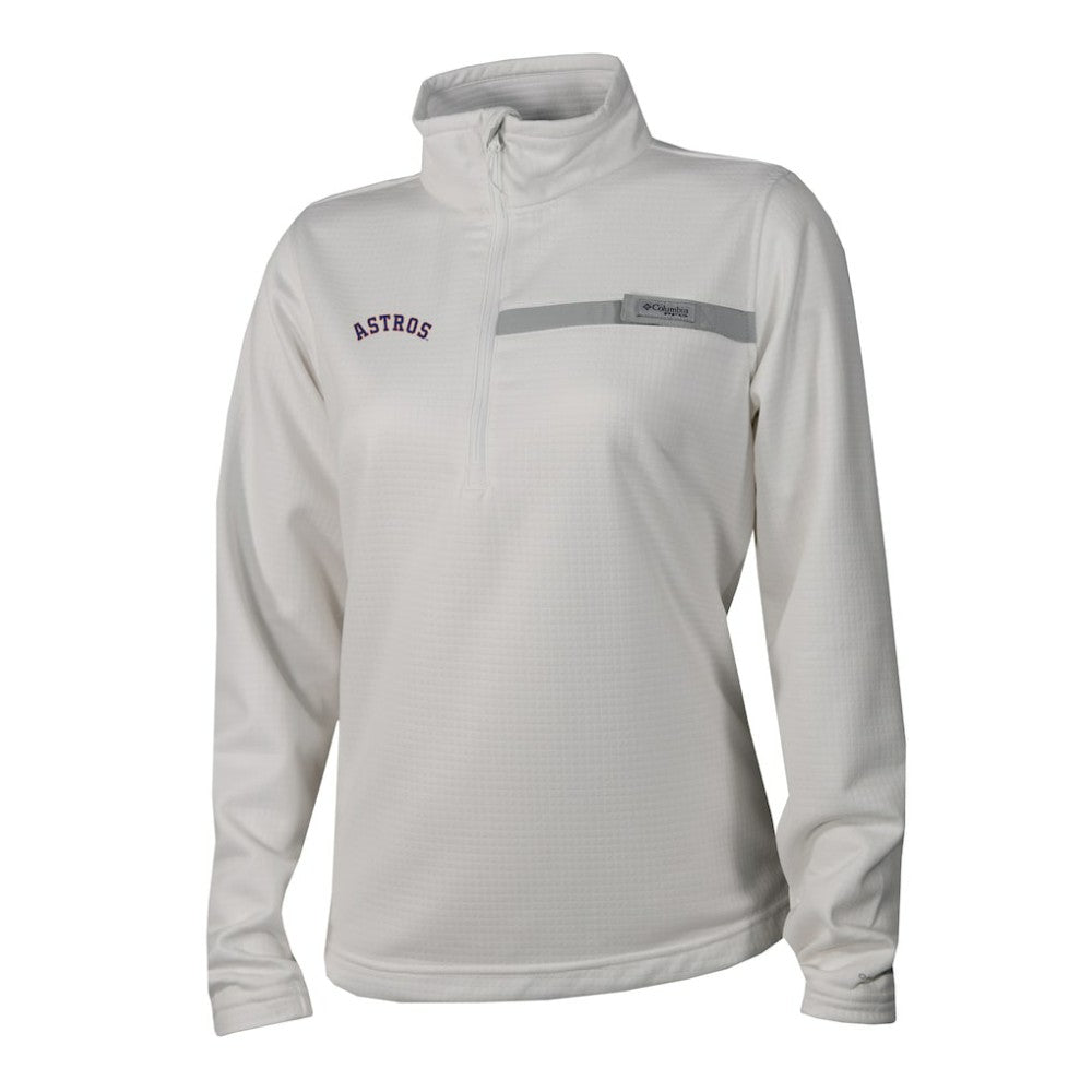 Houston Astros Columbia Women's Skiff Guide Fleece Half-Zip Pullover Jacket - White - Columbia Online
