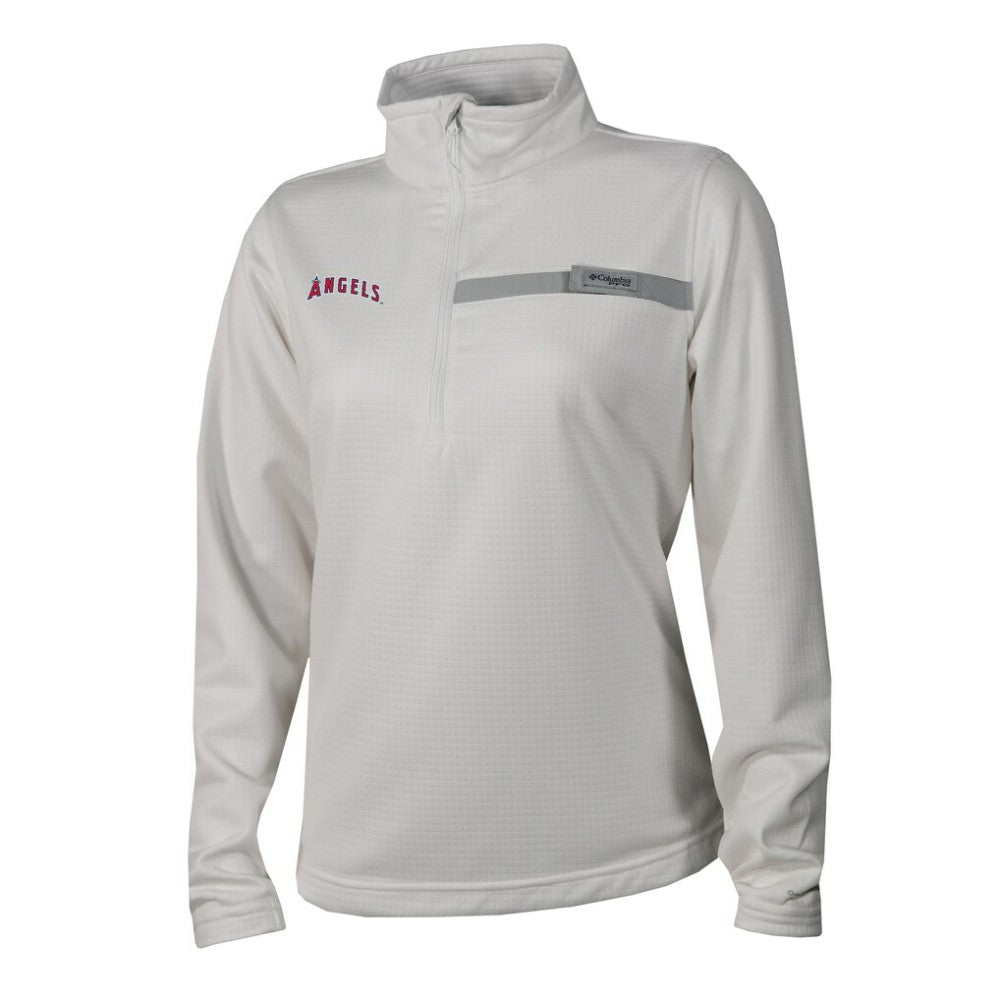 Los Angeles Angels Columbia Women's Skiff Guide Fleece Half-Zip Pullover Jacket - White - Columbia Discount