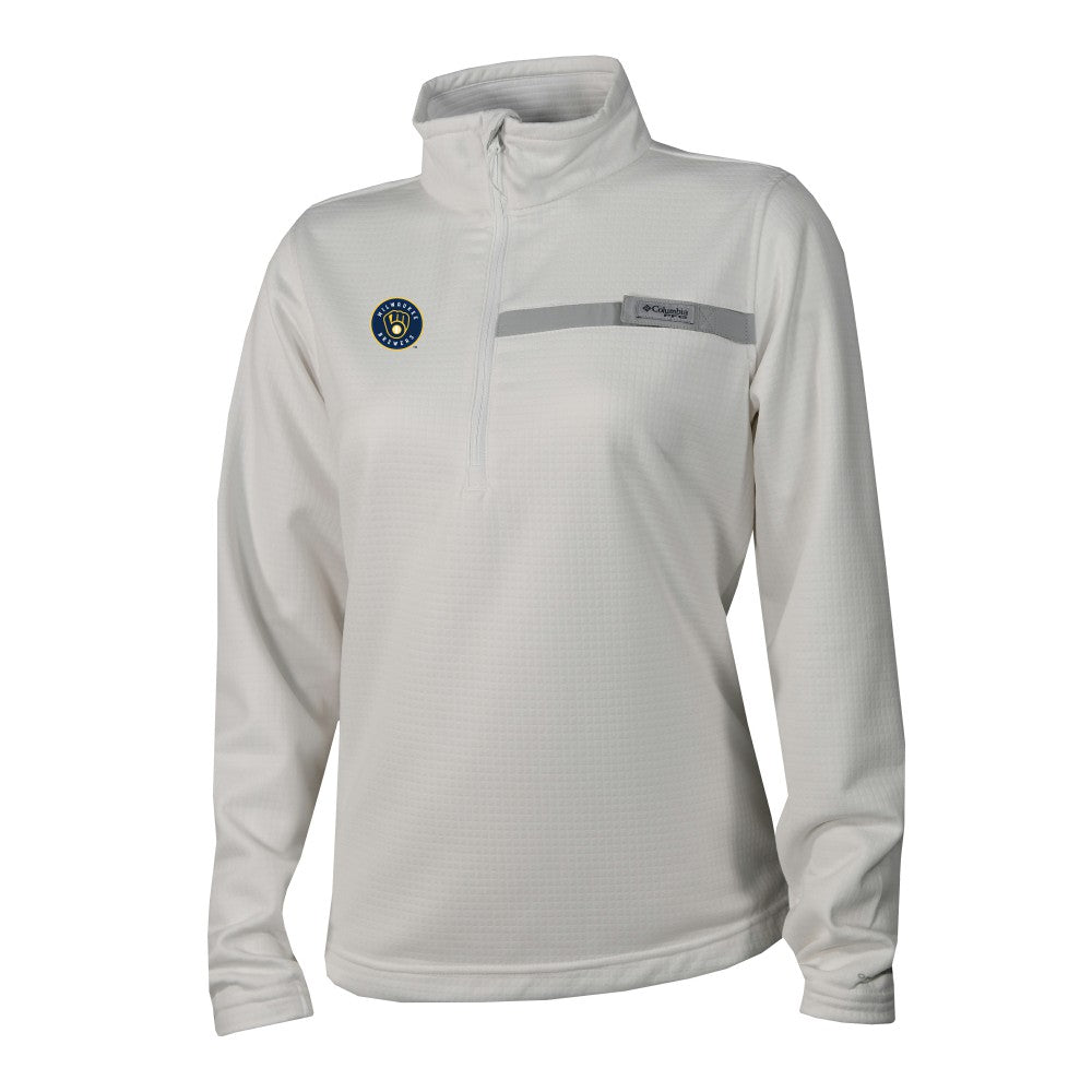 Milwaukee Brewers Columbia Women's Skiff Guide Fleece Half-Zip Pullover Jacket - White - Columbia Sale