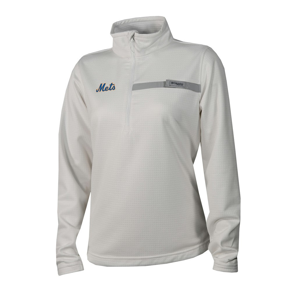 New York Mets Columbia Women's Skiff Guide Fleece Half-Zip Pullover Jacket - White - Columbia Discount