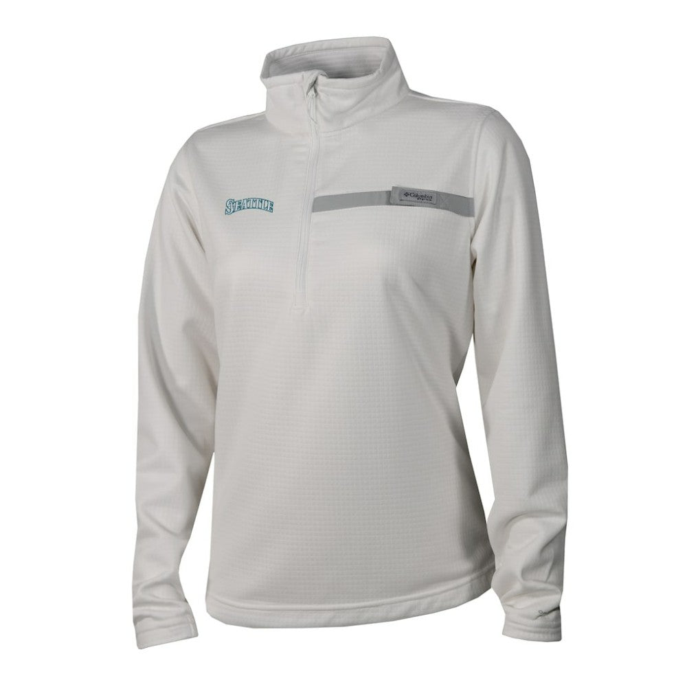 Seattle Mariners Columbia Women's Skiff Guide Fleece Half-Zip Pullover Jacket - White - Columbia Sale