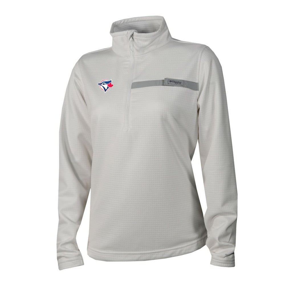 Toronto Blue Jays Columbia Women's Skiff Guide Fleece Half-Zip Pullover Jacket - White - Columbia Discount