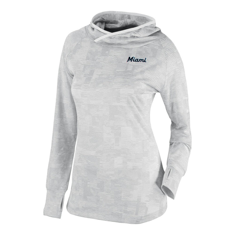 Miami Marlins Columbia Women's Omni-Wick Sunday Ball Raglan Pullover Hoodie - White - Columbia Online