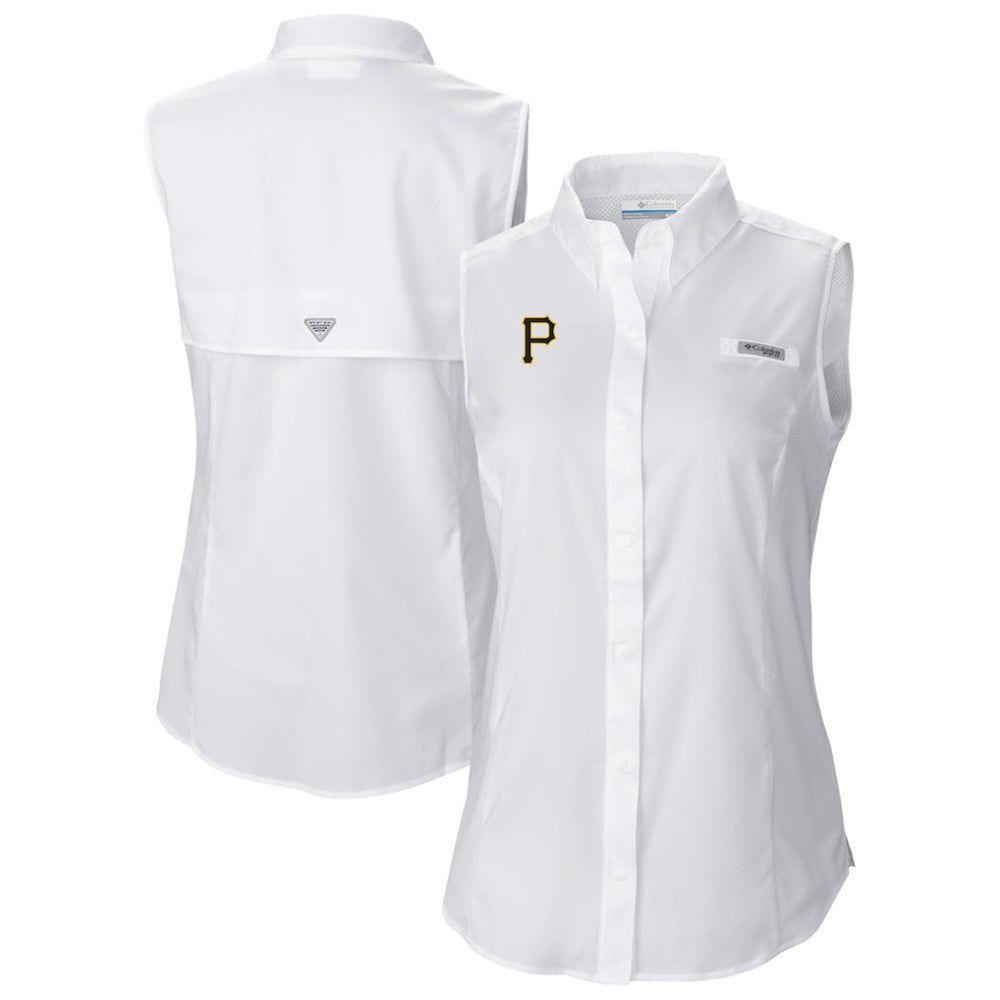 Pittsburgh Pirates Columbia Women's Tamiami Sleeveless Shirt - White - Columbia Sale