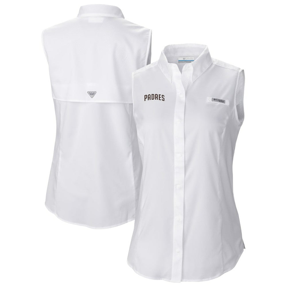 San Diego Padres Columbia Women's Tamiami Sleeveless Shirt - White - Columbia Online