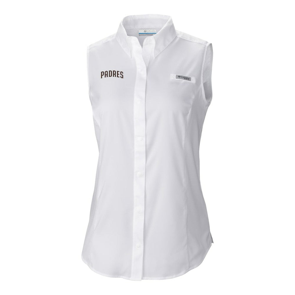 San Diego Padres Columbia Women's Tamiami Sleeveless Shirt - White - Columbia Online