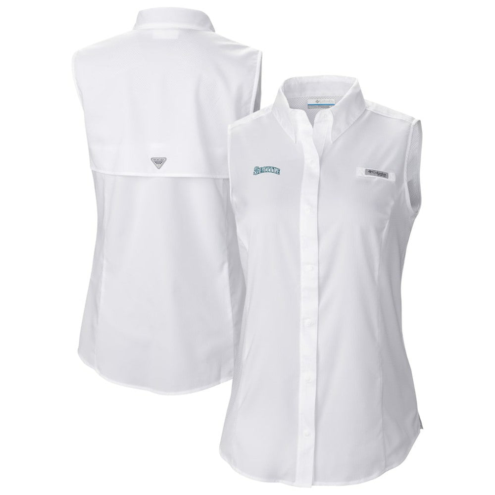 Seattle Mariners Columbia Women's Tamiami Sleeveless Shirt - White - Columbia Lifestyle
