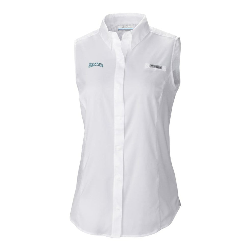 Seattle Mariners Columbia Women's Tamiami Sleeveless Shirt - White - Columbia Lifestyle