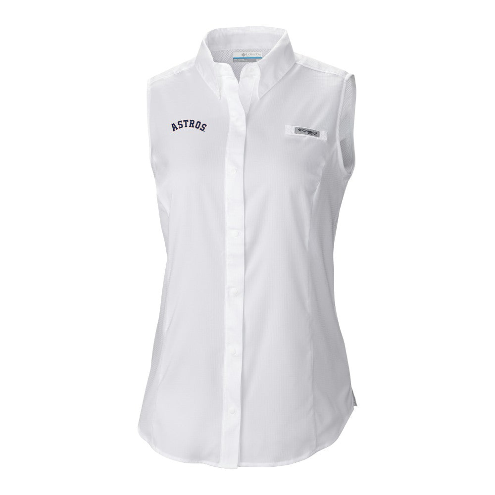 Houston Astros Columbia Women's Tamiami Sleeveless Shirt - White - Columbia on Sale