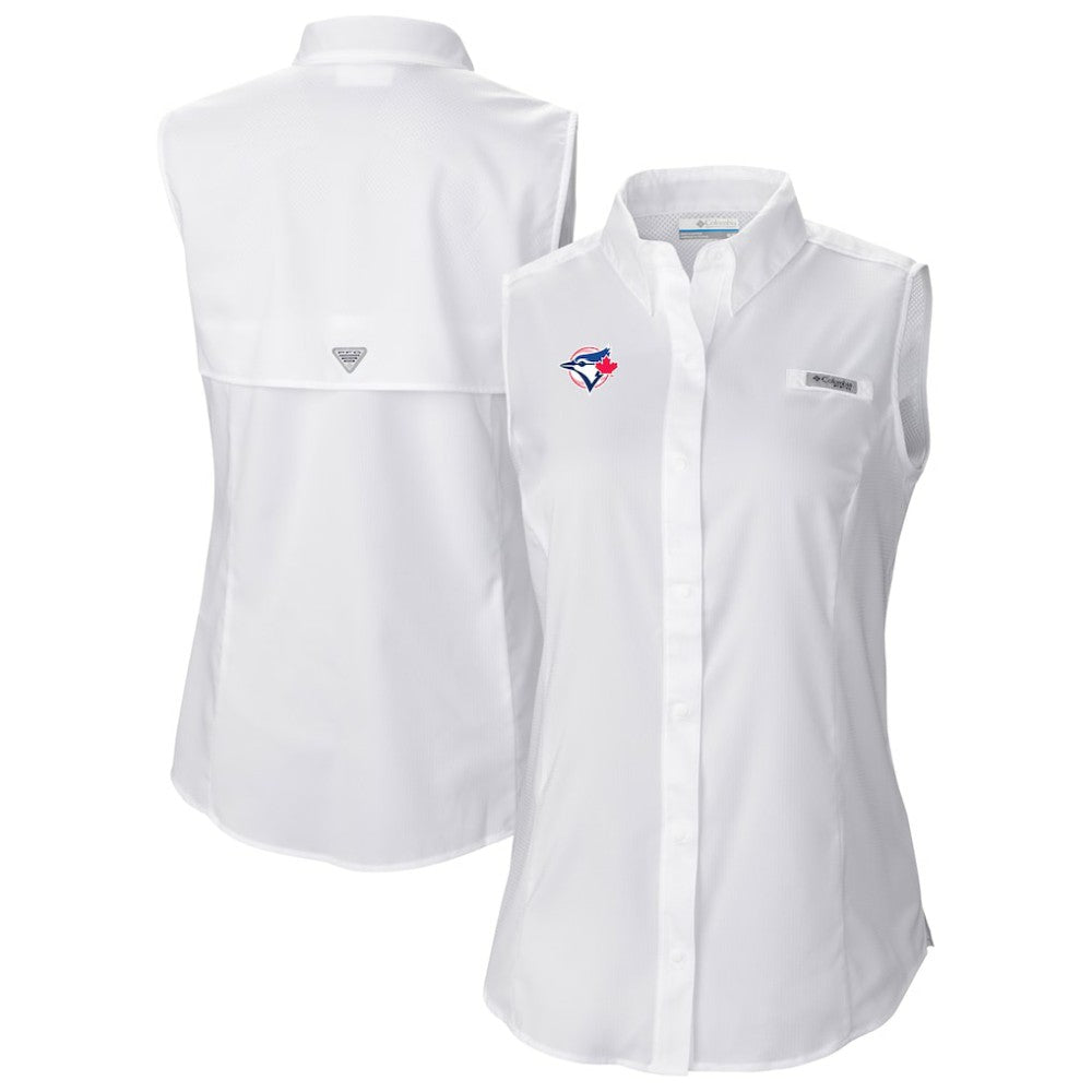 Toronto Blue Jays Columbia Women's Tamiami Sleeveless Shirt - White - Columbia Online