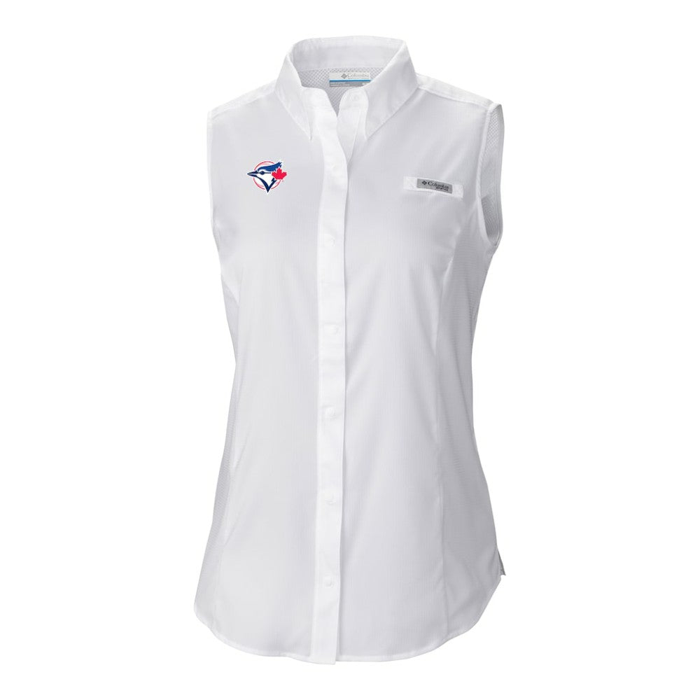 Toronto Blue Jays Columbia Women's Tamiami Sleeveless Shirt - White - Columbia Online