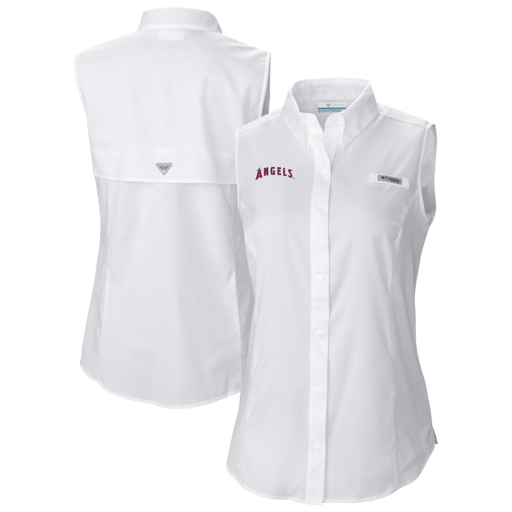 Los Angeles Angels Columbia Women's Tamiami Sleeveless Shirt - White - Columbia Discount