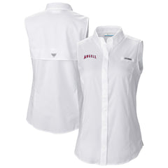Los Angeles Angels Columbia Women's Tamiami Sleeveless Shirt - White - Columbia Discount