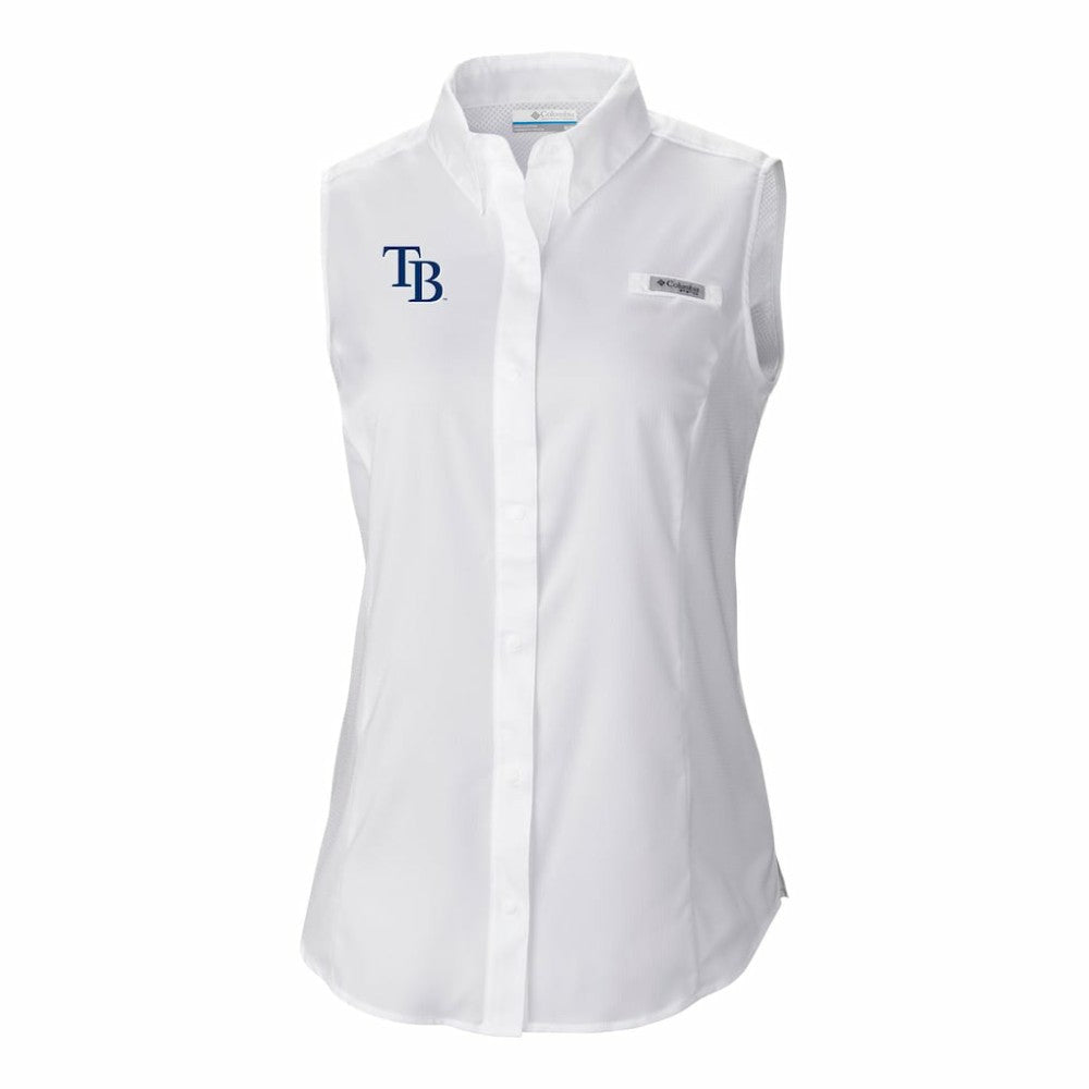 Tampa Bay Rays Columbia Women's Tamiami Sleeveless Shirt - White - Columbia on Sale