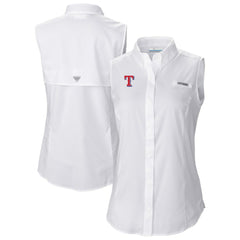 Texas Rangers Columbia Women's Tamiami Sleeveless Shirt - White - Columbia Lifestyle