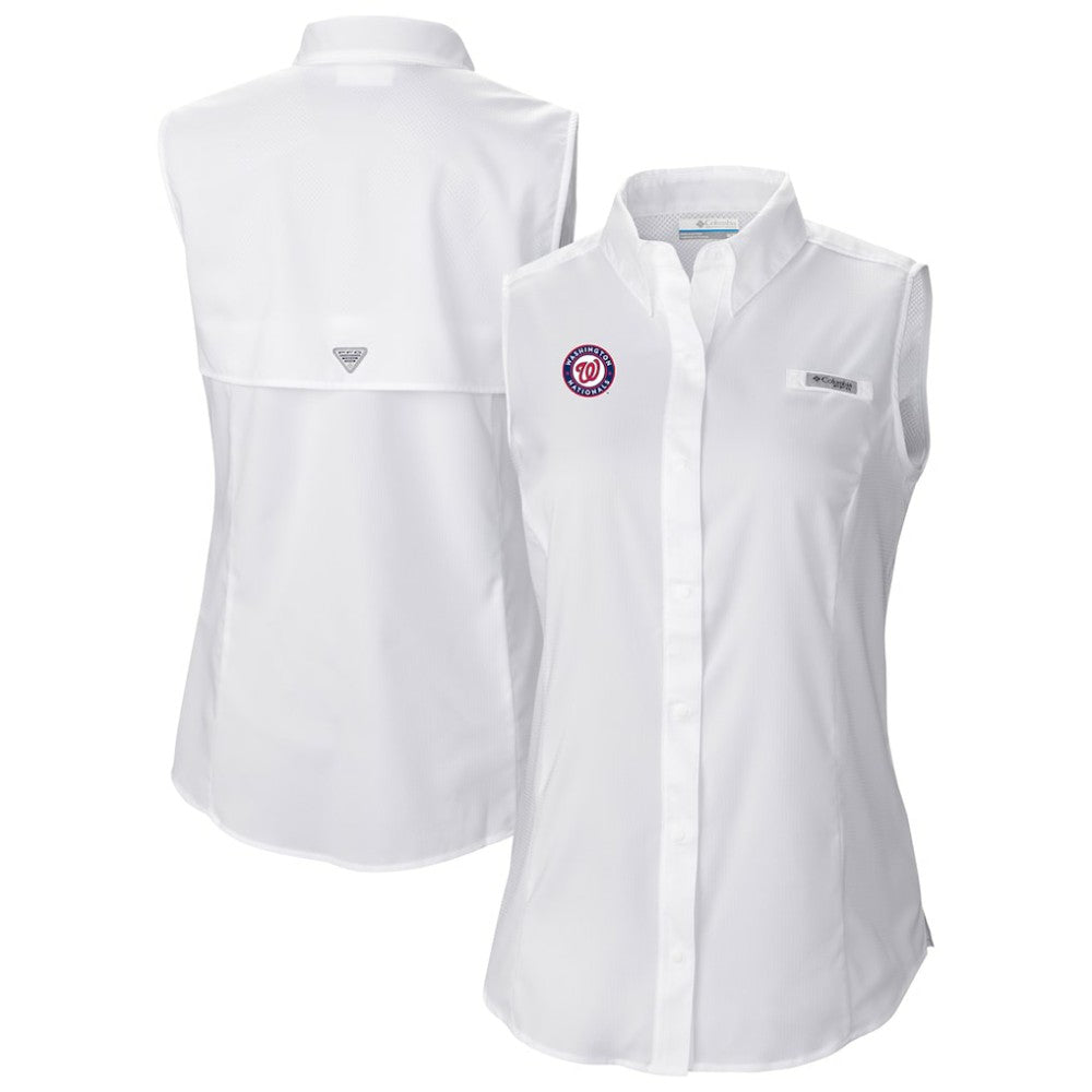 Washington Nationals Columbia Women's Tamiami Sleeveless Shirt - White - Columbia Discount
