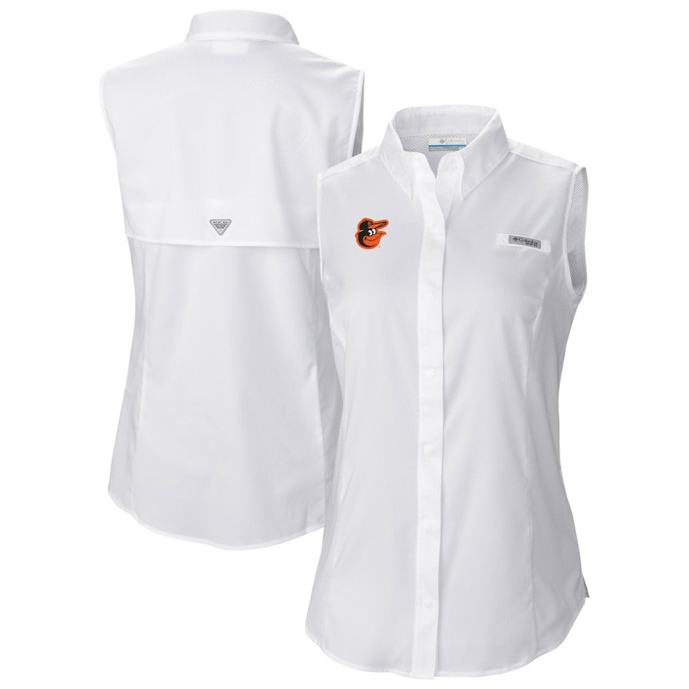 Baltimore Orioles Columbia Women's Tamiami Sleeveless Shirt - White - Columbia Sale