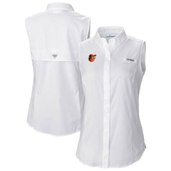 Baltimore Orioles Columbia Women's Tamiami Sleeveless Shirt - White - Columbia Sale