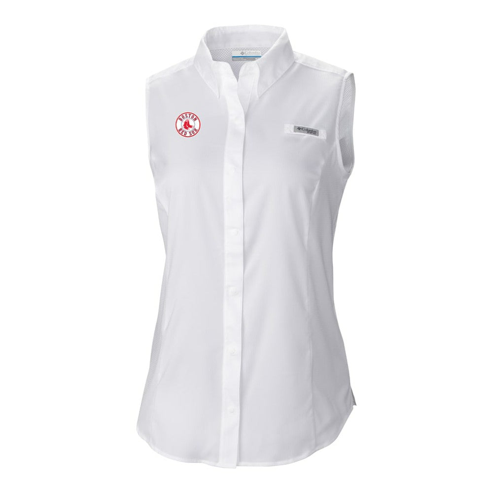 Boston Red Sox Columbia Women's Tamiami Sleeveless Shirt - White - Columbia Lifestyle