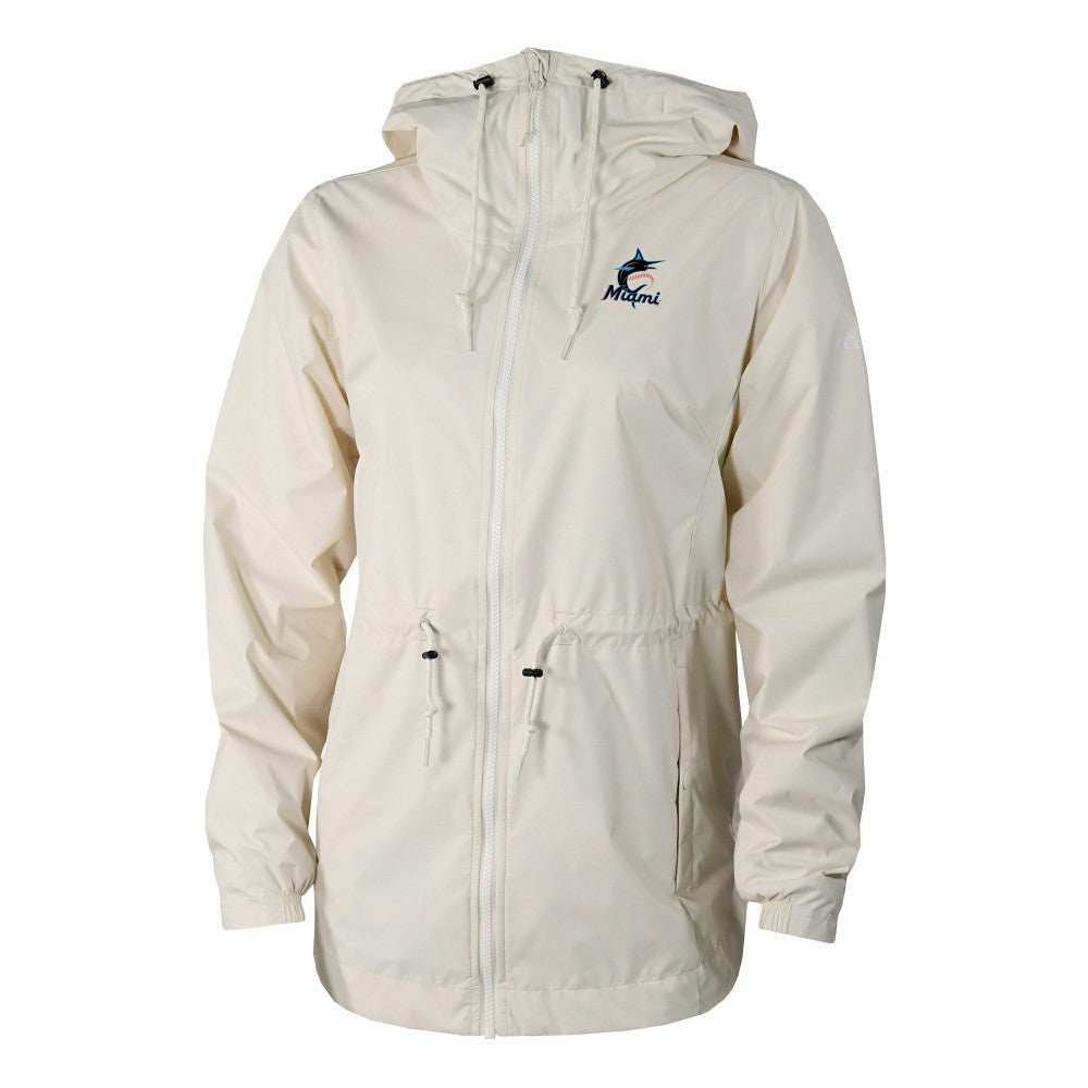 Miami Marlins Columbia Women's Lily Park Full-Zip Rain Jacket - Cream - Columbia on Sale